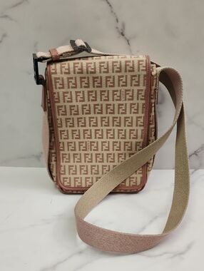 Authentic Canvas Fendi Zucchino Crossbody Bag With Digital COA